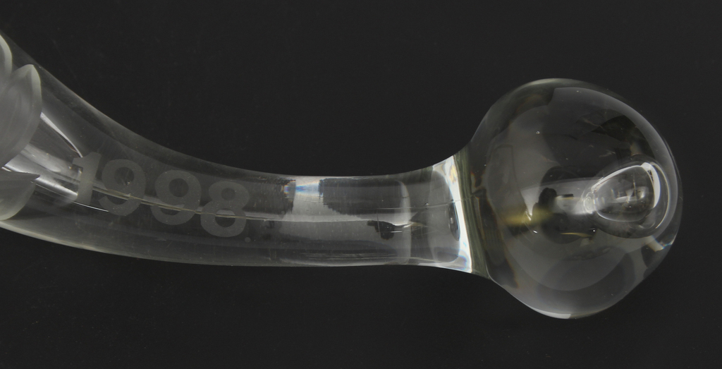 Glass horn with congratulatory engraving 