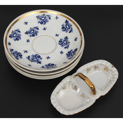 Porcelain plates (4 pcs)+ salt shaker