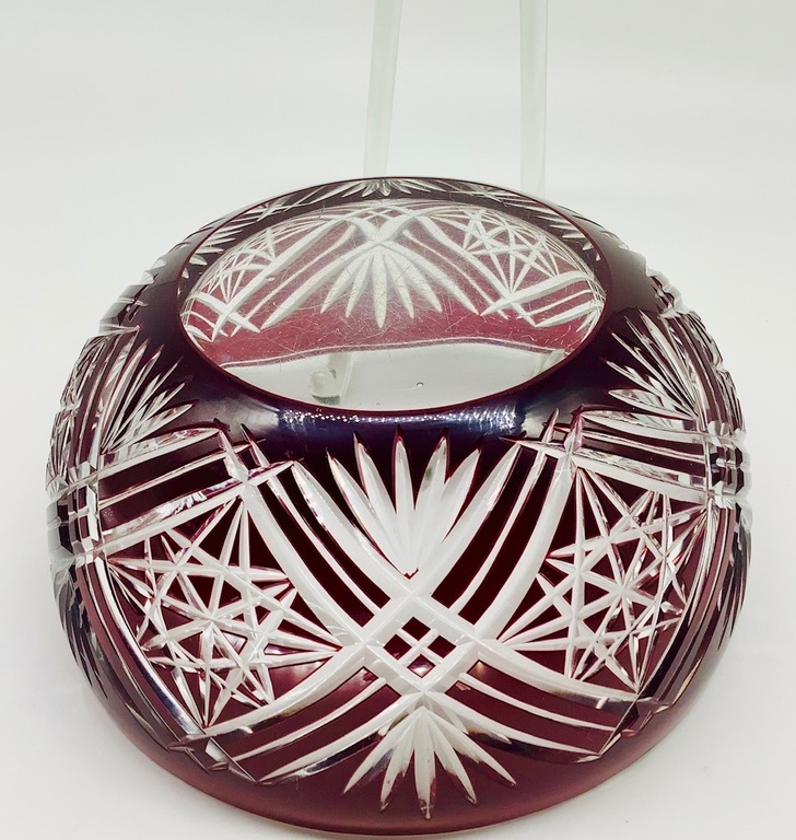 Fruit vase. Ilguciems glass factory. First production. 1937-1940, Hand-carved.
