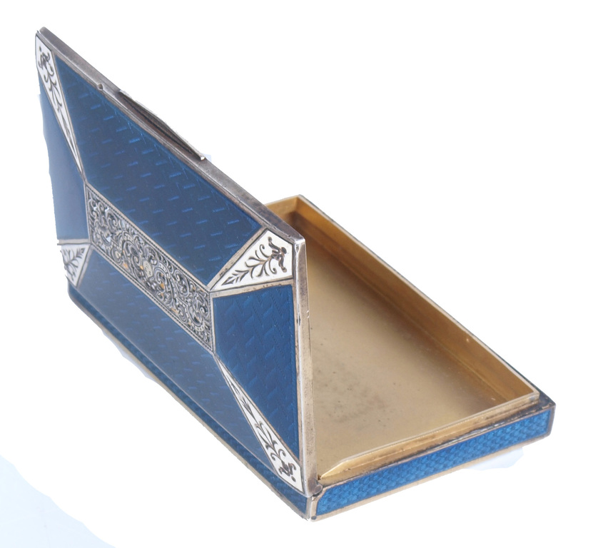 Silver cigarette case with enamel