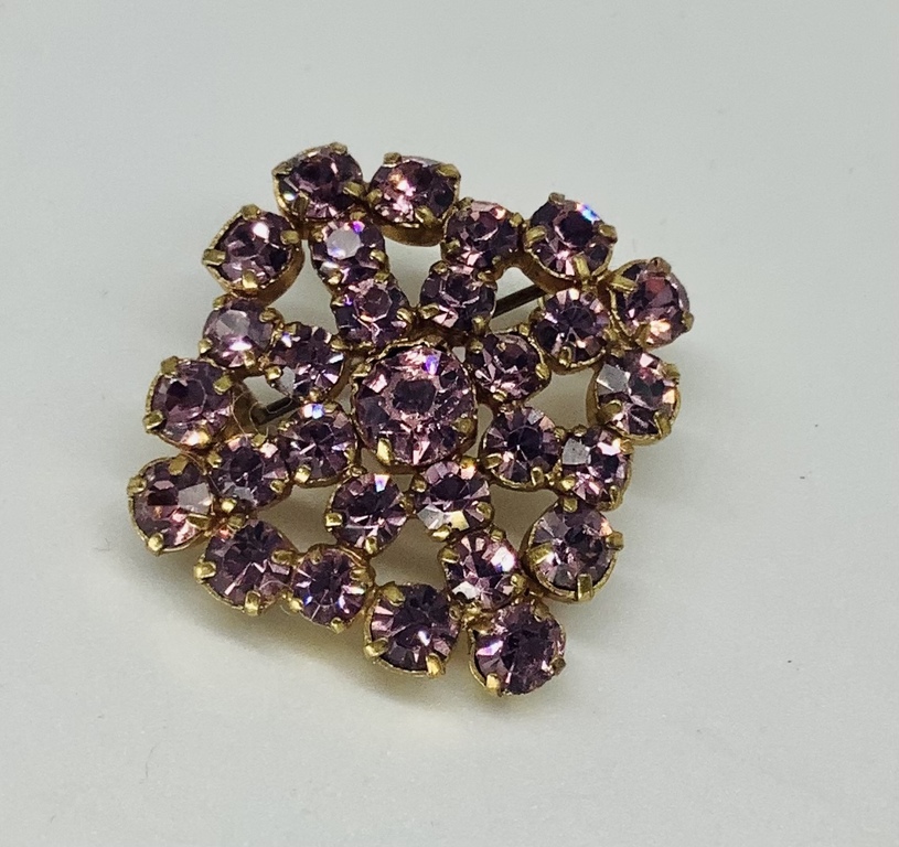 Brooch with amethyst fears in excellent condition. Hand polished. Bohemia. Last century