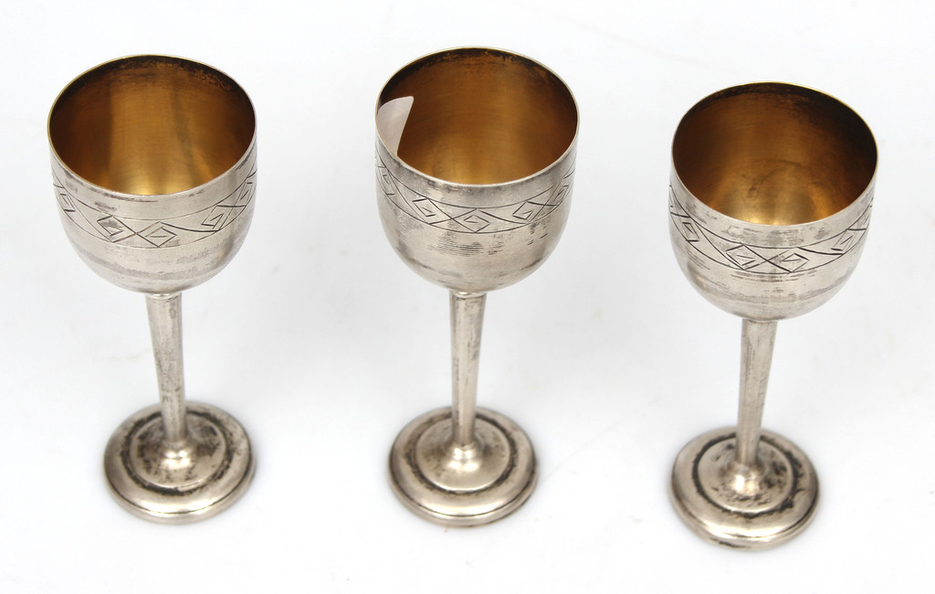 Silver cups with gilding 3 pcs.