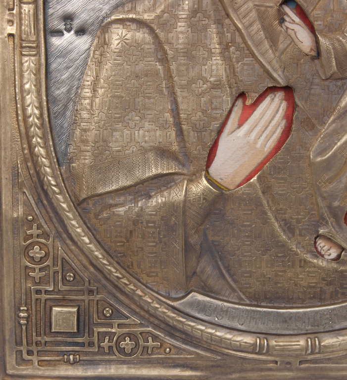 Деревянная икона с серебрянной отделкой