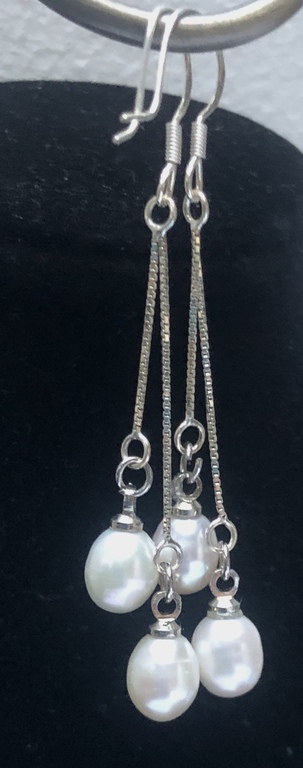 Серебряные серьги с белым пресноводным жемчугом Prove 925.