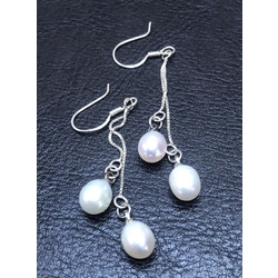 Silver earrings with white freshwater pearls Prove 925.