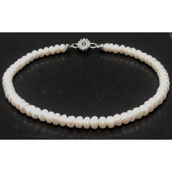 White Freshwater Pearl Necklace. Semi-round pearls.