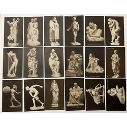 18 postcards with sculptures