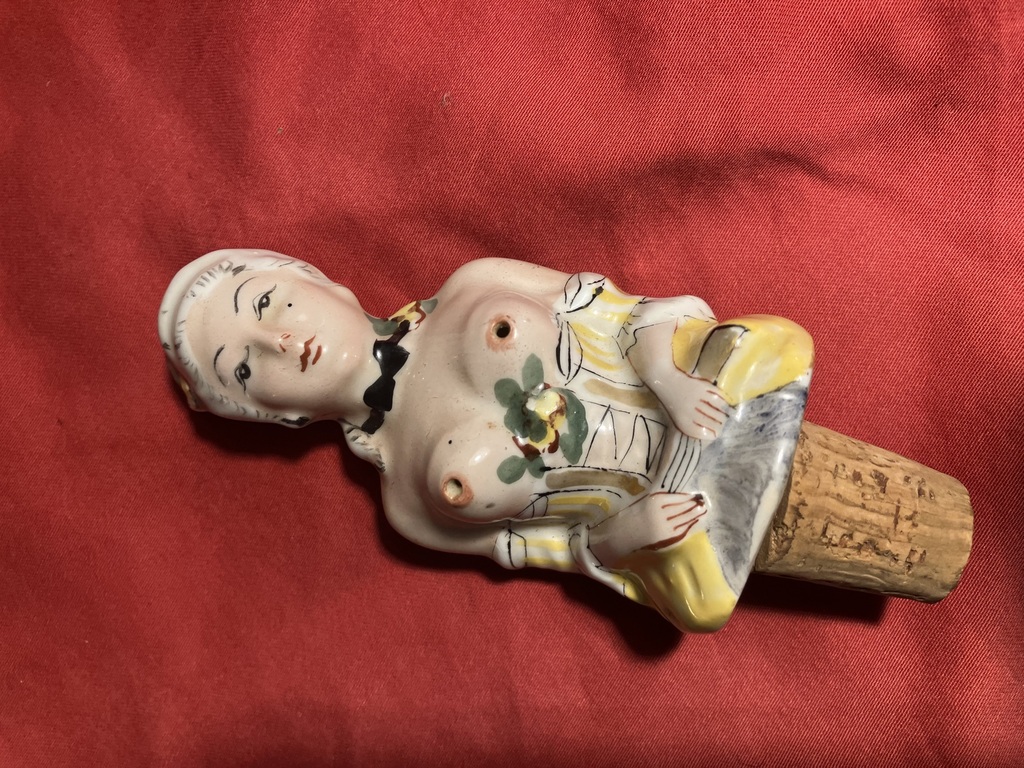 porcelain bottle cap with erotic touch victorian wine lady