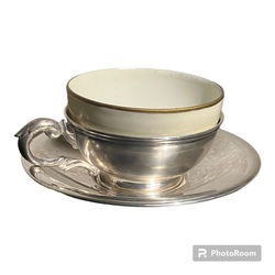 KUZNETSOVA TEA TRIO, porcelain, silver