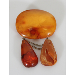 Natural amber brooch