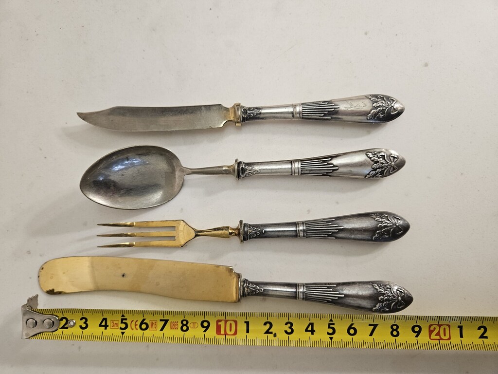 Cutlery with silver handles