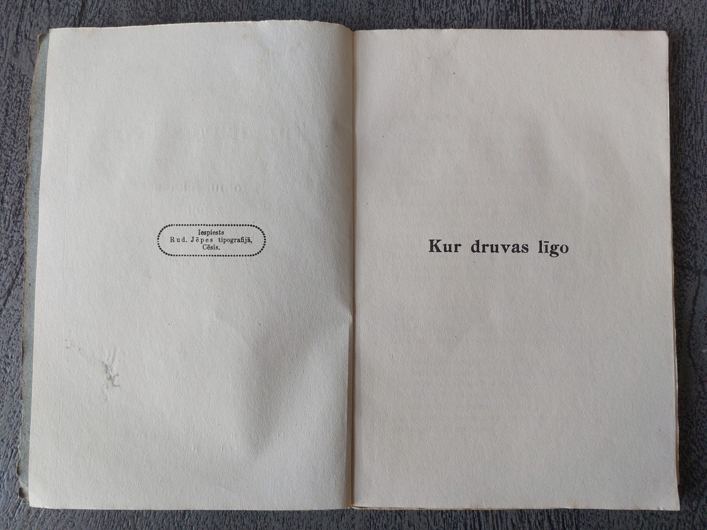 Kur druvas līgo  LĪGOTŅU JĒKABA dzejoļi . 1922 g. O. Jēpes grāmatu apgādiens Cēsīs- Rīga   Otrais izdevums.  Mīkstos vākos. 
