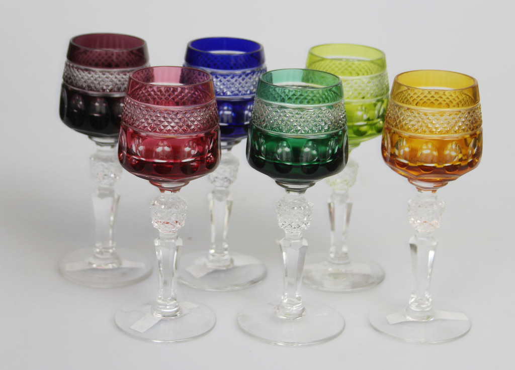 Colored crystal vodka glasses 6 pcs.