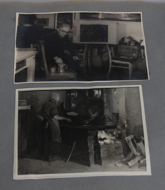 Oak photo album with photos of the creative activities and paintings of the artist Nikolajs Kūlainas