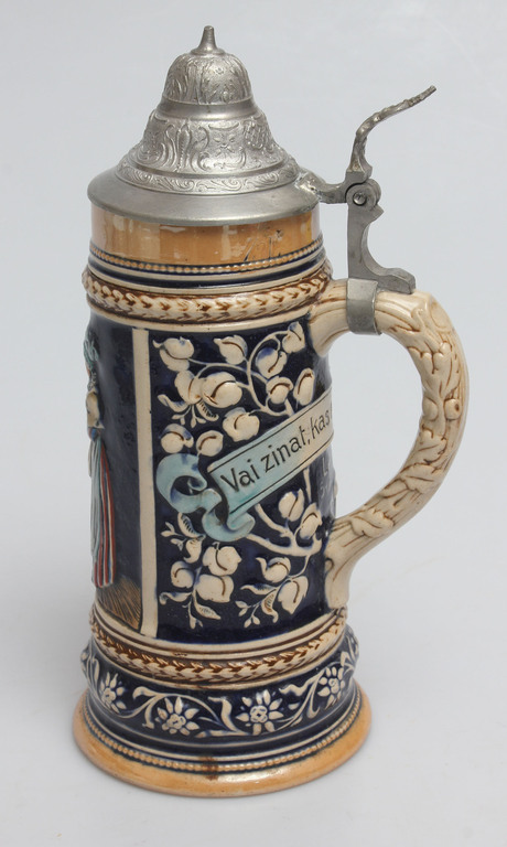 Ceramic beer mug with metal finish 