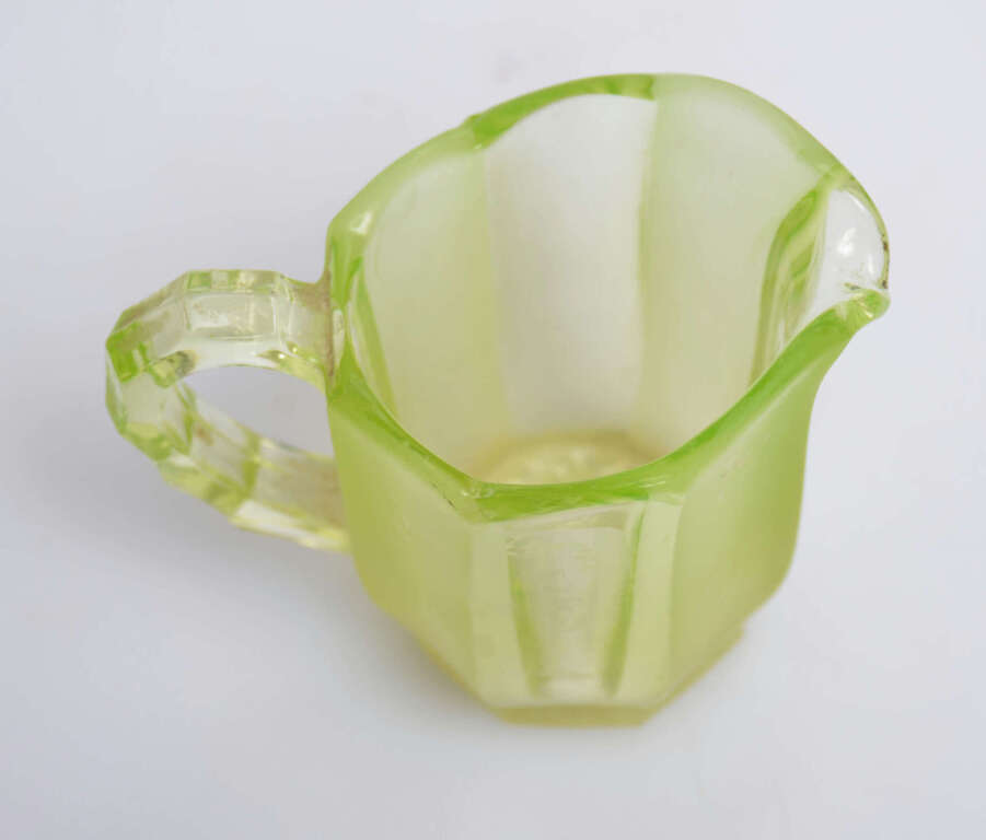 Art-deco style uranium glass creamer