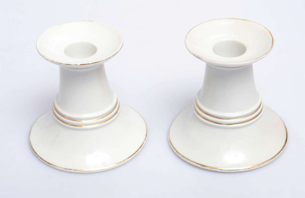 A pair of Jessen porcelain candlesticks