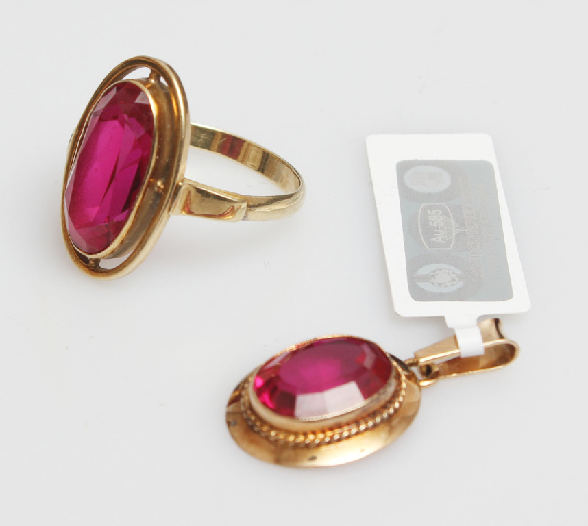 Set - gold ring and pendant