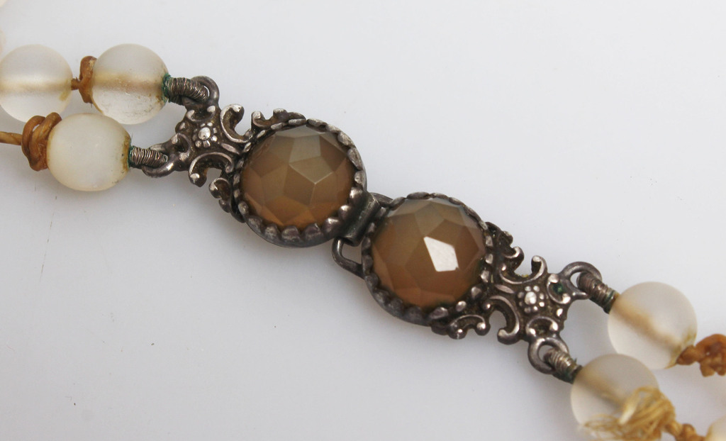 Polished agate beads with silver clasp