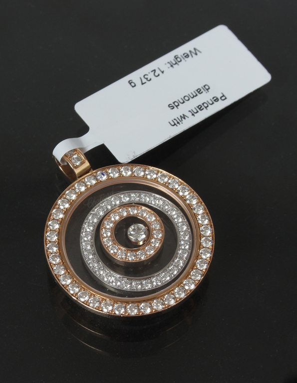 Gold chain and gold pendant with diamonds ''Chopard''