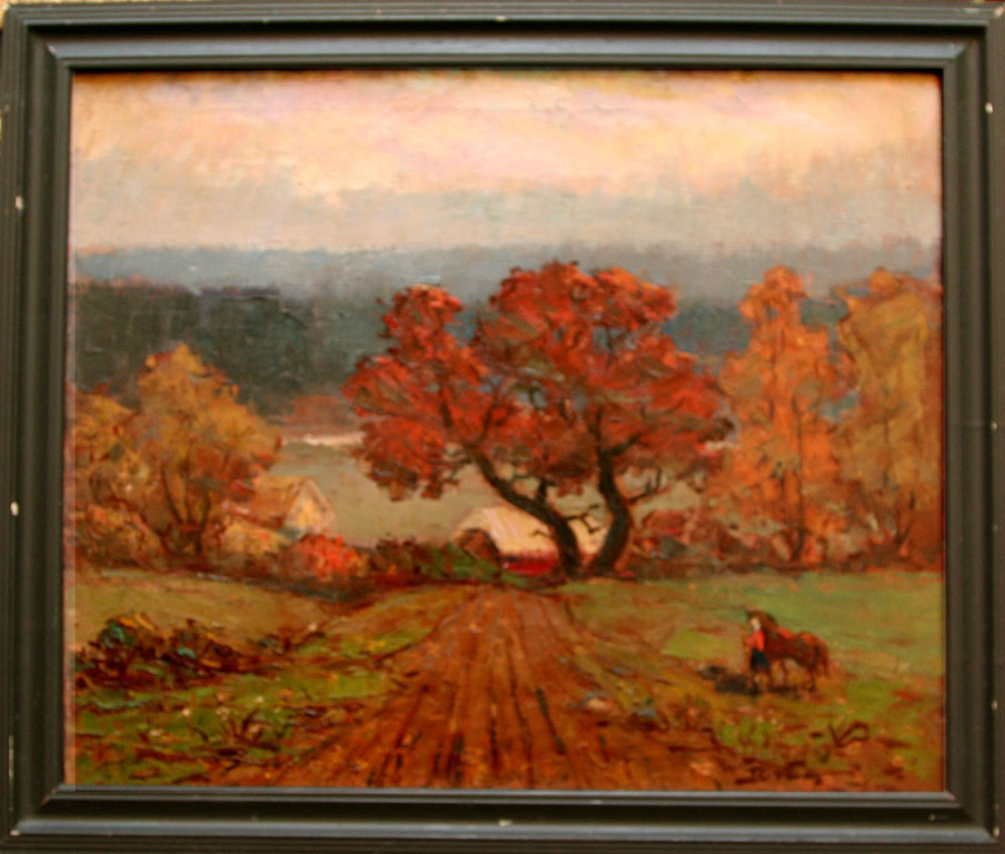 Autumn landscape with horse