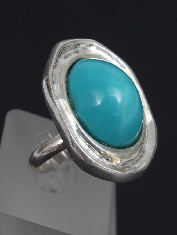 Silver ring with Iranian turquoise