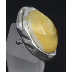 Silver ring with amber
