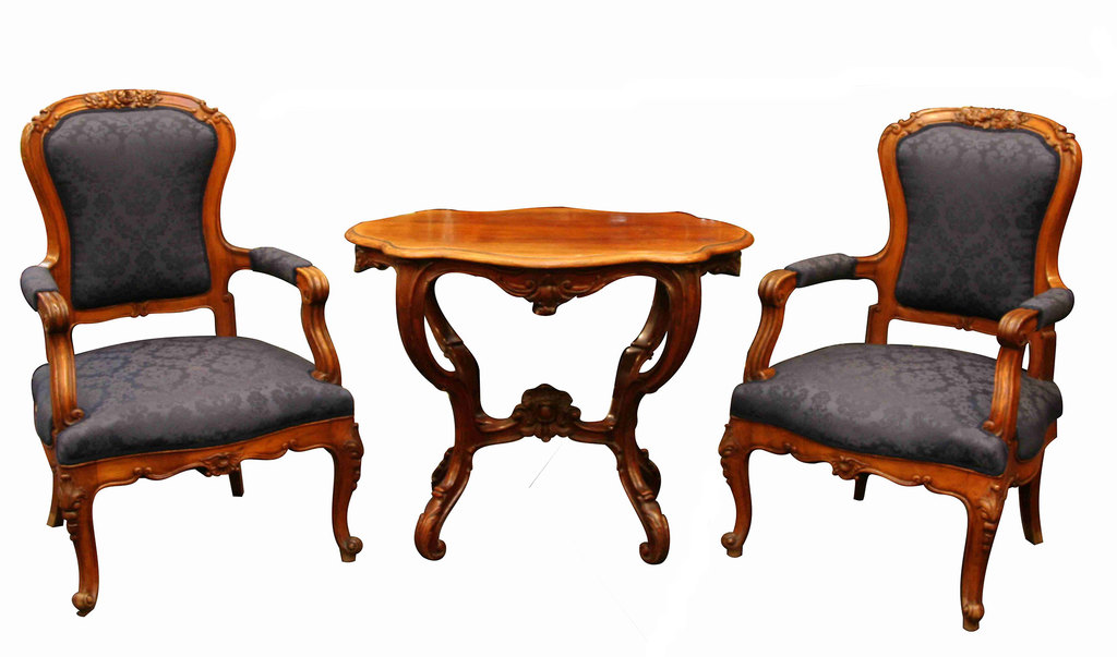 Rococo-style chairs and table