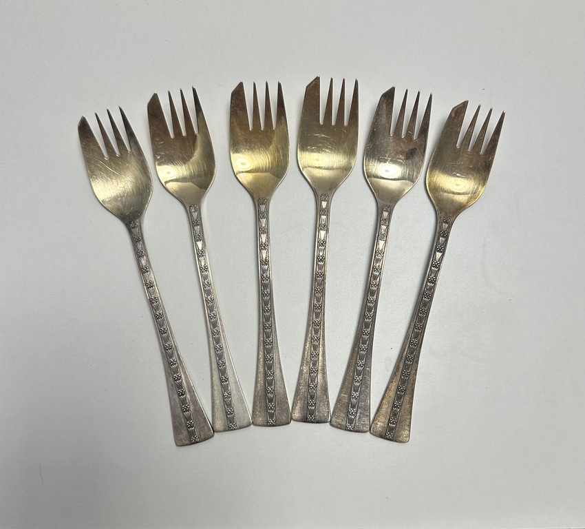 6 silver cake forks