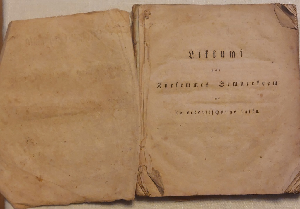 Likumu grāmata par Kurzemes Zemniekiem  Jelgava 1818 g.
