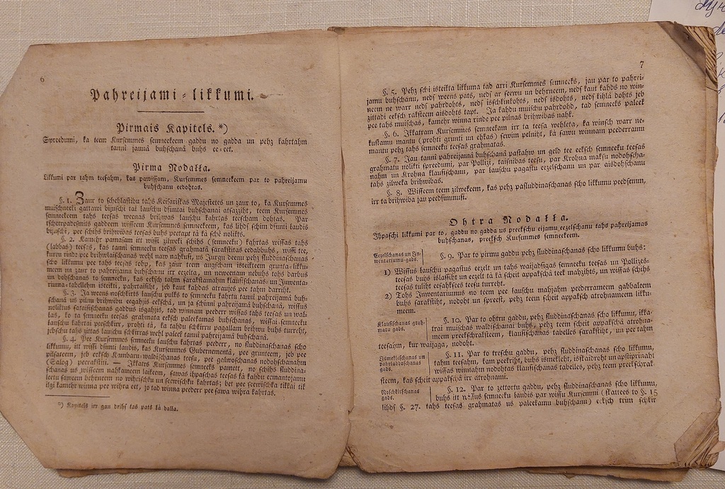 Book of Laws on Kurzeme Farmers Jelgava 1818