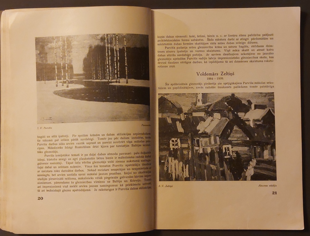 J. Dombrovskis LATVJU MĀKSLAS VĒSTURE illustrēts pārskats.  Rīgā,  1935 g. Valtera un Rāpās AKC.SAB. izdevums. 93 lpp