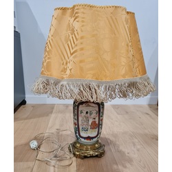 Porcelain/metal table lamp with Japanese hand painting motifs