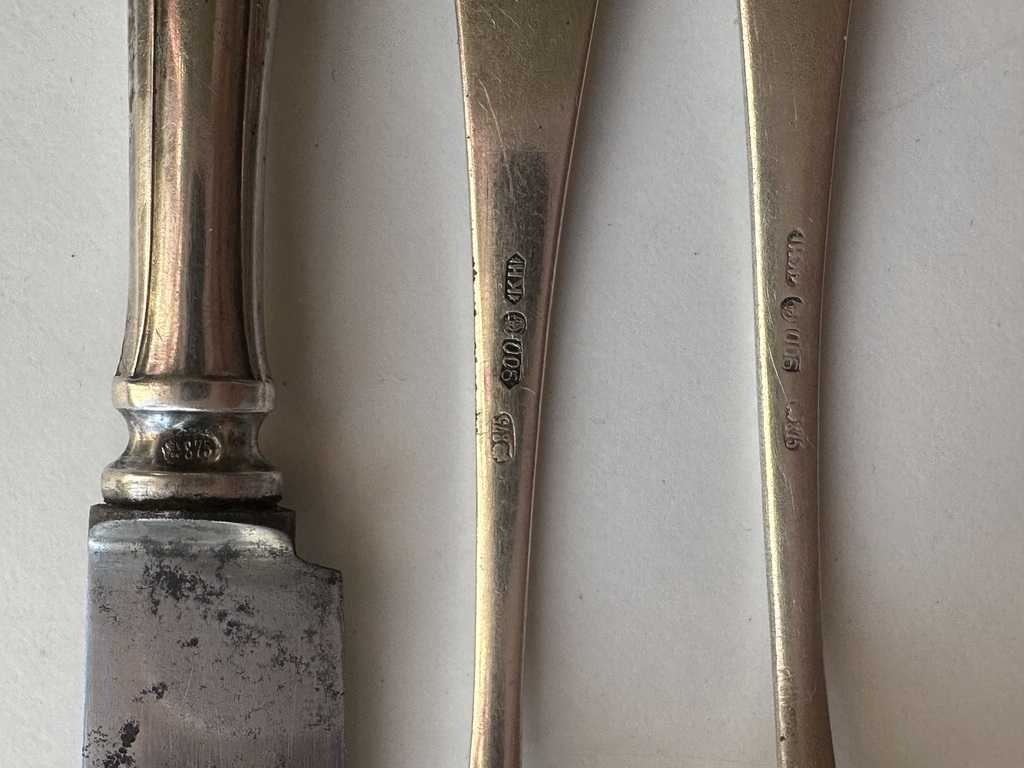 Silver cutlery set in a box