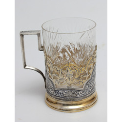 Silver cup holder with crystal glass