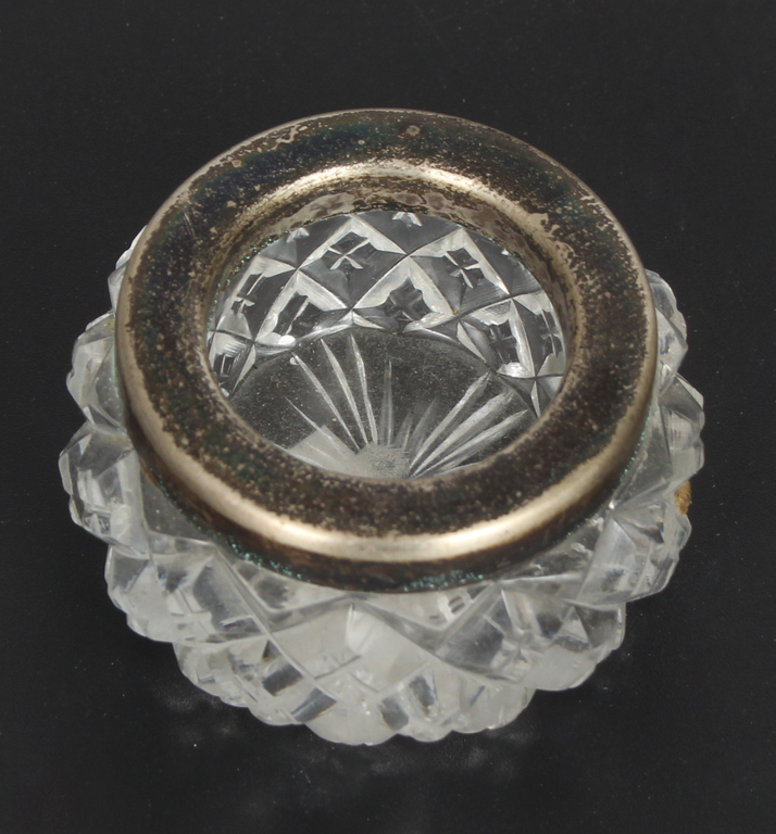 Crystal spice bowl with silver finish