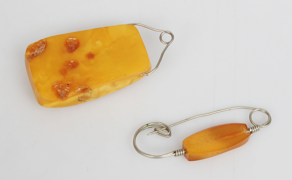 Natural Baltic amber pendant and brooch