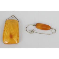 Natural Baltic amber pendant and brooch