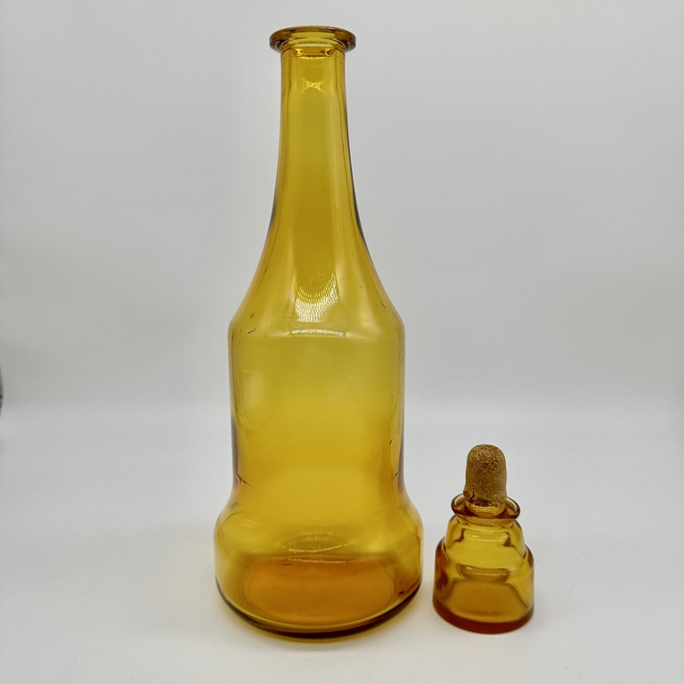 Belgian yellow glass lemonade decanter. Post-War Art Deco