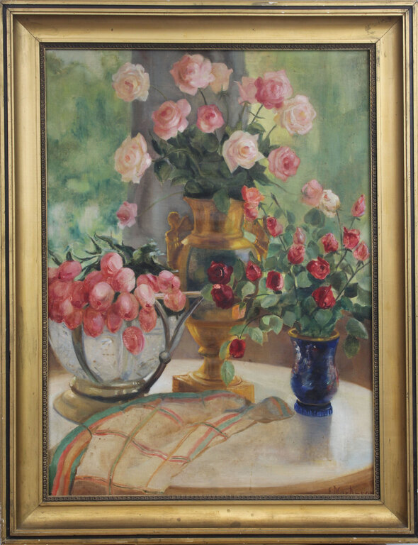 Натюрморт с розами и тюльпанами