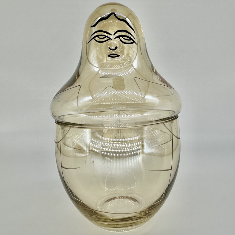 Matryoshka for candies. Datkovsky glass factory. The USSR. Hand painted. Pre-war 