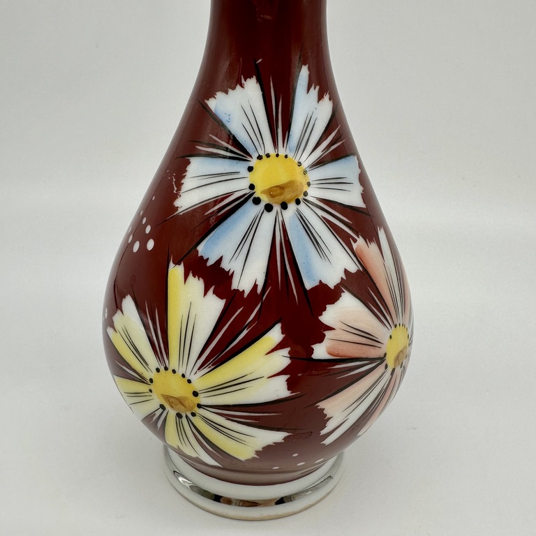 Vase with hand painting. Chamomile motif. GDR 60s 