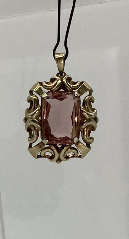 Silver, antique pendant with a large amethyst. Biedermeer. Early 19th century