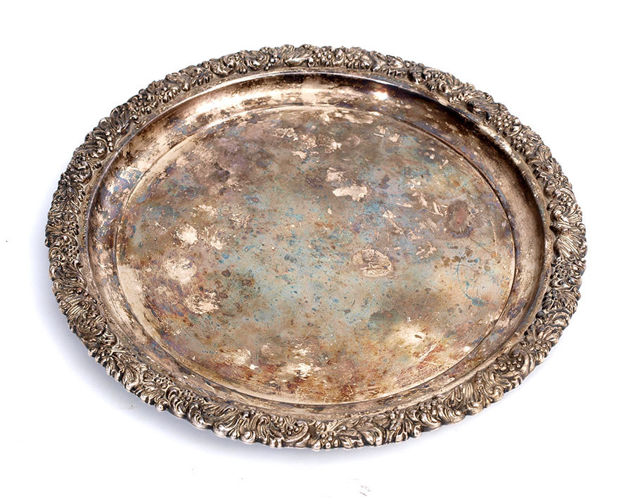 silver-plated tray