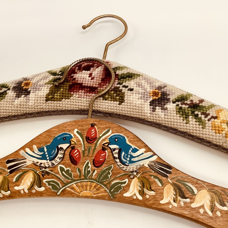 Two antique Bavarian hangers. Hand embroidered and hand painted. Excellent preservation 