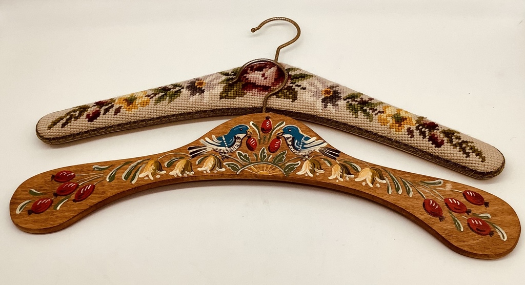Two antique Bavarian hangers. Hand embroidered and hand painted. Excellent preservation 