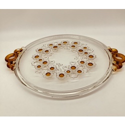 Huge crystal dish with honey crystal handles