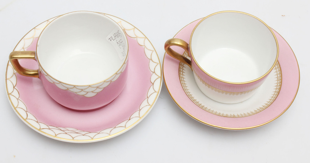  Porcelain cups with saucers 2 pcs.