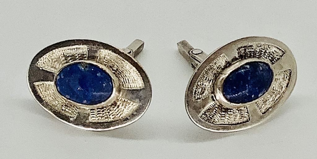 Silver cufflinks with lapis lazuli. Art Nouveau. Beginning of the last century. Riga. Latvia