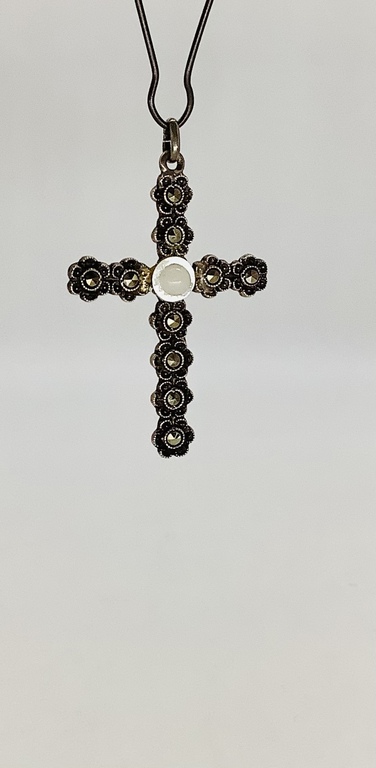 Silver, Bohemian cross. Marcasite. 19th century